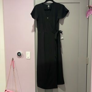 Bobeau Dress wrap maxi  size xs black new